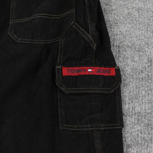 Vintage Tommy Jeans Mens 34 Black Carpenter Denim Baggy Skater 90s Y2K - Picture 2 of 16